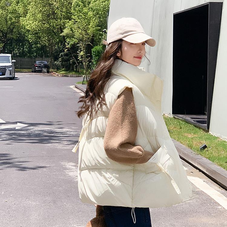 Fashionable and Warm Women's Stand Collar Cotton Warm Vest for Winter