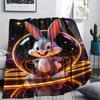 1PC Bugs Bunny Print Flannel Blanket, High quality Comfortable for All Seasons, Home Decor, Warmth and Comfort, Perfect for Christmas Gifts