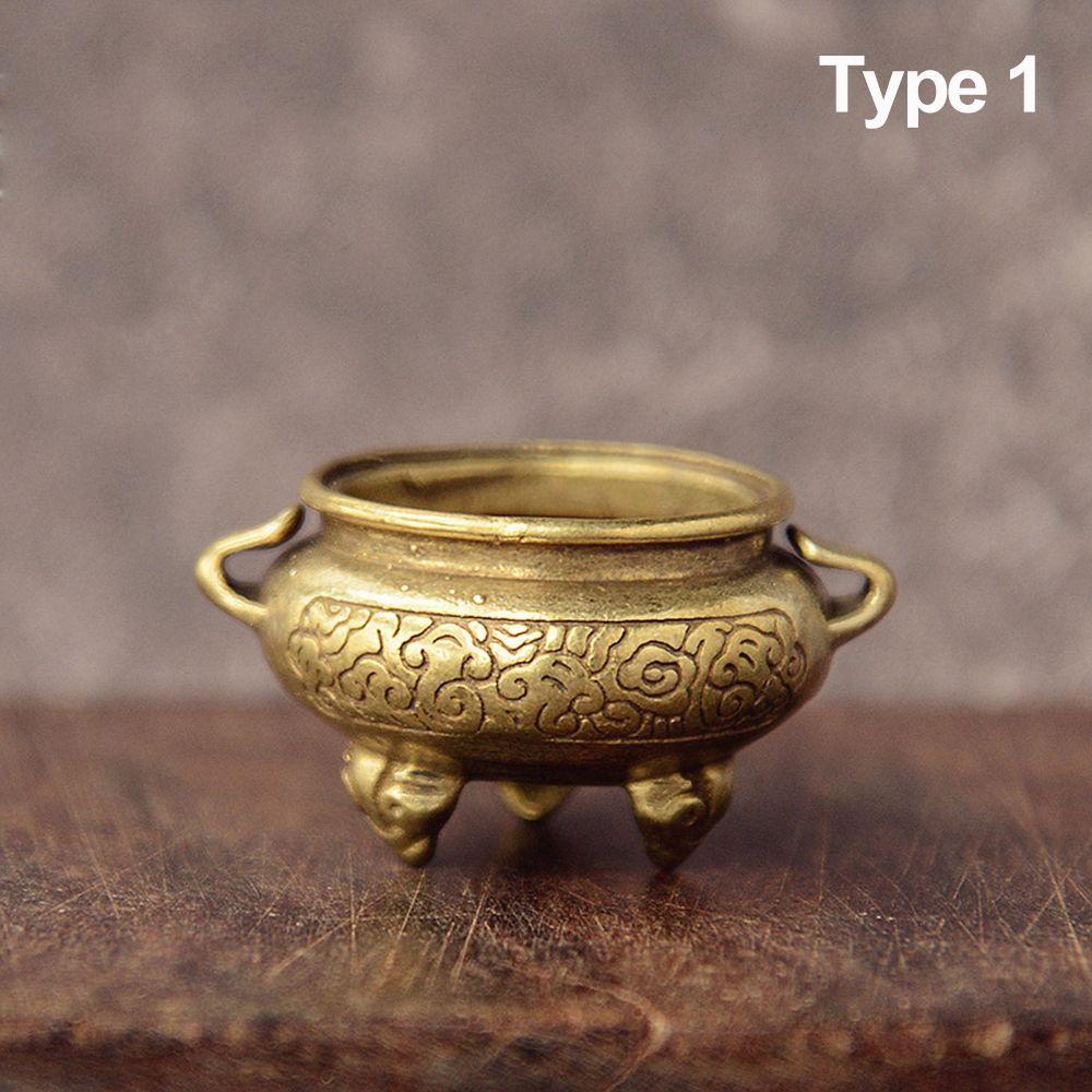 Desktop Ornaments Home Decoration Retro Brass Censer Hollow Lotus Incense Burner Mini Qilin Head