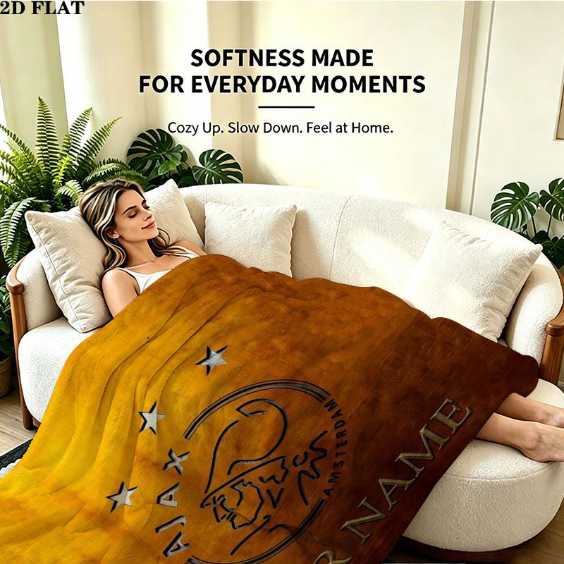 1PC AFC Ajax Custom Name Patterned Flannel Blanket Suitable For All Seasons for Home Decor Warmth and Comfort Gifts Holiday Present