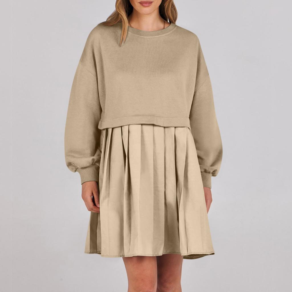 Женское платье-толстовка большого размера с длинным рукавом в стиле пэчворк, пуловер, топы, платье-толстовка