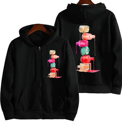 Толстовки на молнии с принтом лака для ногтей, женские, макияж, красота, эстетика, графические куртки на молнии, пальто, косметика, флисовые толстовки на молнии