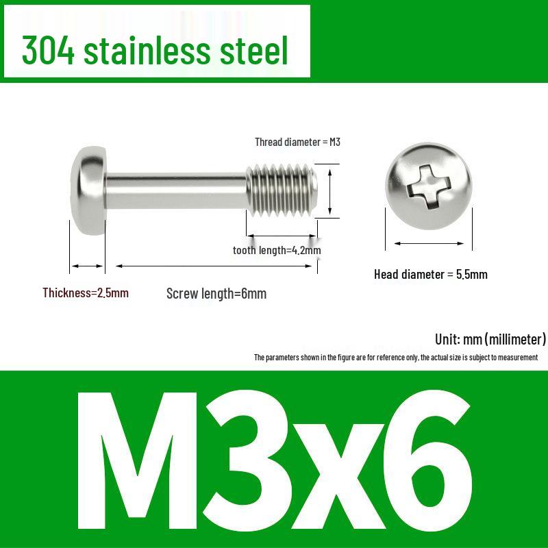 Yigu 304 Stainless Steel Phillips Round Head Captive Screws - M2/M3/M4 Half Thread Pan Head Machine Screws