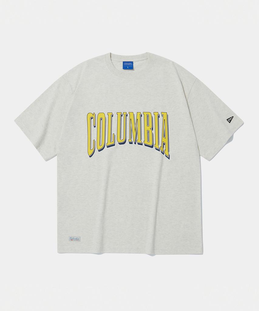 COLUMBIA UNIVERSITY Винтажные футболки с треснувшим логотипом с коротким рукавом Овсяный