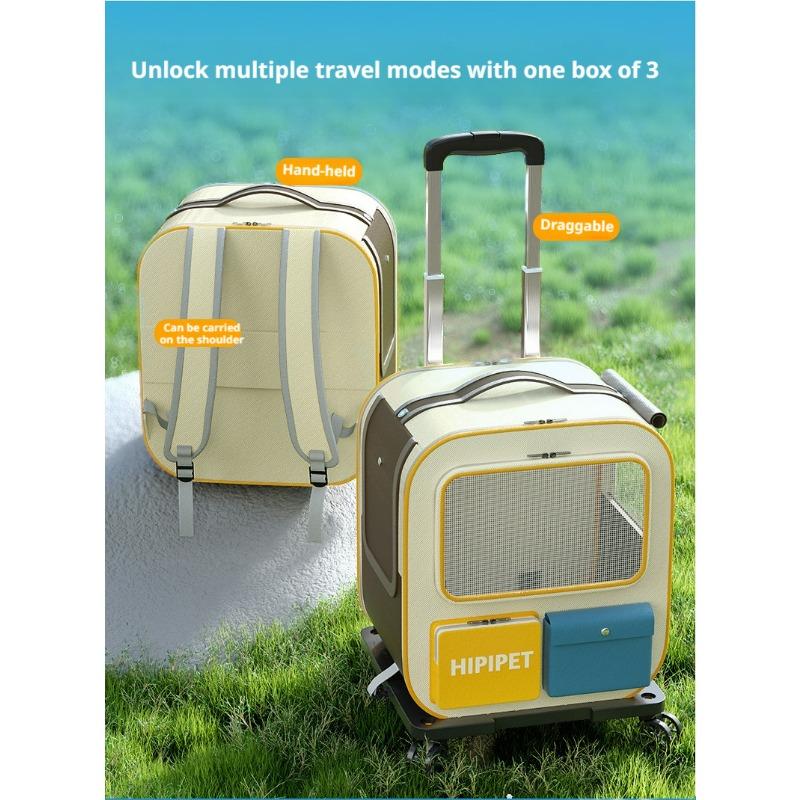 Pet Travel Backpack 3-in-1 Rolling Pet Carrier with Wheels, Breathable Mesh & Large Capacity for Cat, Dog, Walking, Vet Visit