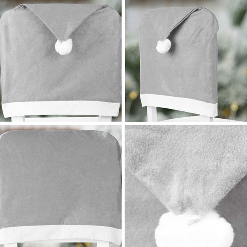 Чехлы для стульев в рождественских шляпах, чехлы для стульев на рождественский стол, декор для рождественской вечеринки