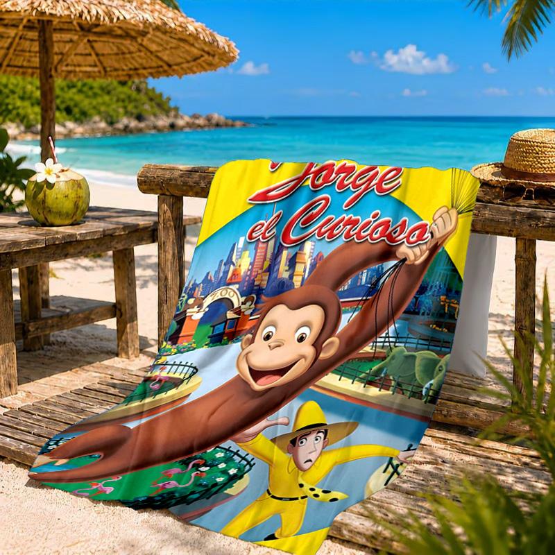 Curious George Flying Kite Beach Towel, Quick-drying, Easy to Care for, Suitable for Both Fitness and Beach Vacations,Sports Essential