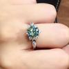Eight Hearts Eight Arrows PT950 Plated Blue-Green Moissanite Open Ring for Women - Hot-Selling Jewelry