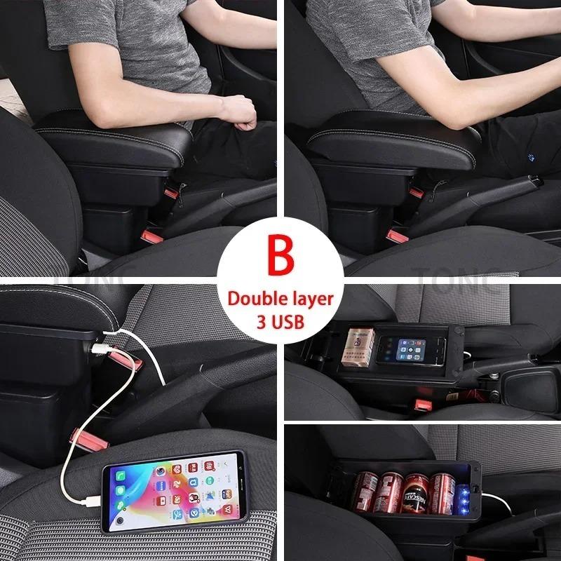 For Opel Corsa E Armrest Box For Corsa E Interior Storage Box Pu Leather Armrest with USB Car Accessories 2014 2015 2016-2019