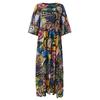 ZANZEA Bohemia Women Floral Print 3/4 Sleeve Casual Long Dress