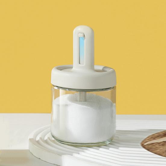 Банка для приправ, стеклянная бутылка для специй, большая емкость, прозрачный корпус, телескопическая ложка, крышка, герметичная, влагостойкая, бытовая кухонная коробка для хранения соли