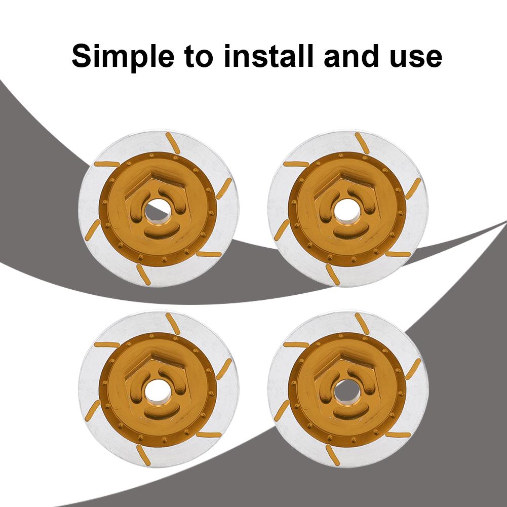 4pcs Aluminum Alloy Wheel Brake Disc Accessory Fit for HSP 94123 R31 1 10 RC CarYellow