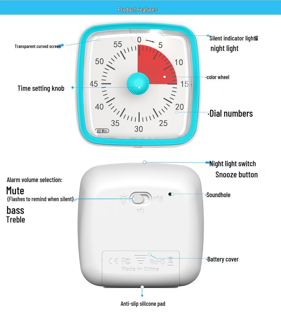 Kids' Visual Timer & Alarm Clock for Self-Discipline and Study