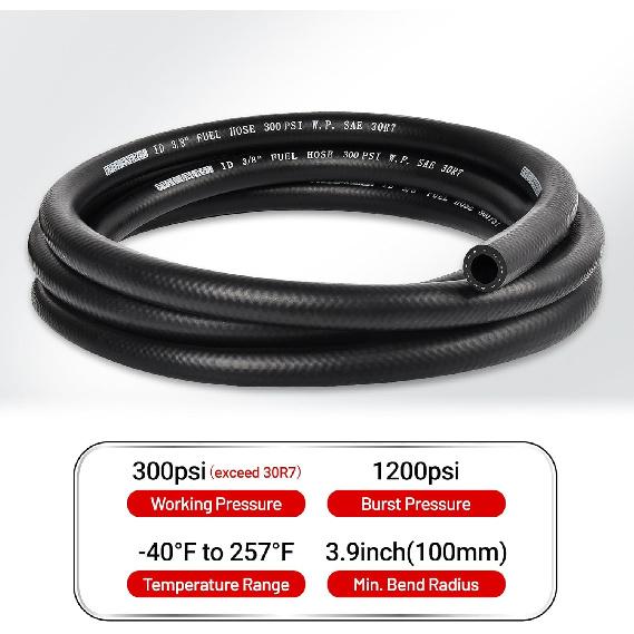 EVIL ENERGY 3/8" Топливная магистраль Нажимной фитинг Резина NBR SAE 30R7 10 футов 300 фунтов на кв. дюйм