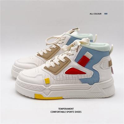 Женские кроссовки на толстой подошве с высоким верхом 2025 осень и зима новые маленькие белые туфли детская повседневная универсальная спортивная обувь модные туфли на толстой платформе