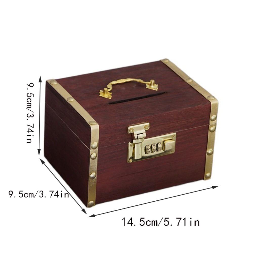 Retro Money Tank Chinese Style Password Lock Money Box Money Tank Wooden Savings Tank  Decorative