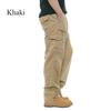 Мужские хлопковые повседневные брюки, комбинезоны, комбинезоны с эластичной талией, брюки большого размера, повседневные брюки, стильные, с несколькими карманами