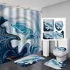 4Pcs Luxury Marble Shower Curtain Sets Bathroom Decor Sets with 12 Hooks Bath Mat Toilet Lid Rug and Non-Slip U Shape Mat