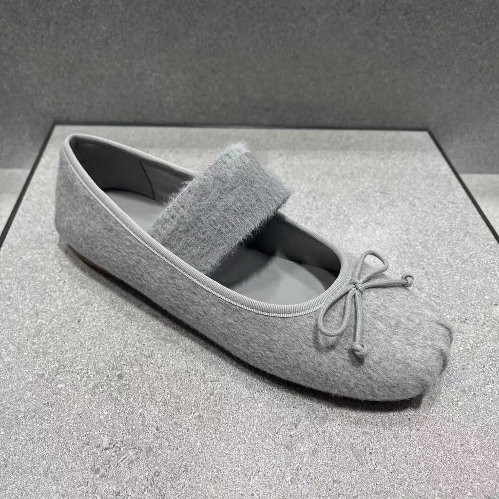 [Fanfna] 2025 autumn new round head flat bottom shallow mouth Mary Jane shoes bow single shoes women's ballet