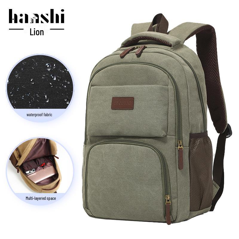 Высококачественный холщовый рюкзак: Унисекс, Большая вместимость, Водонепроницаемый, Повседневный