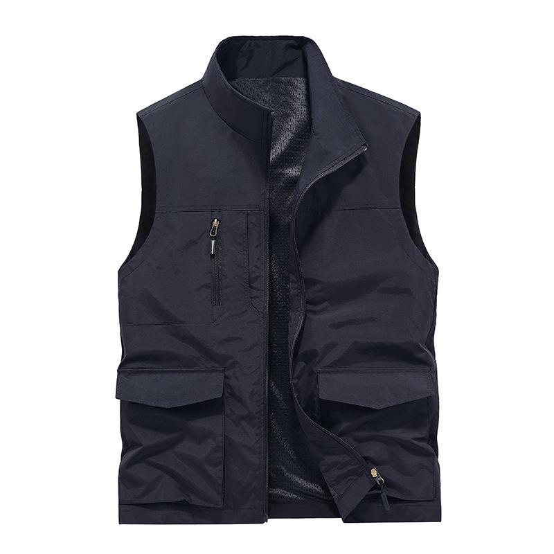 Sleeveless Vest Men's Four Seasons Middle-aged Outdoor Leisure Loose Large Size Vest European and American Sports Multi-bag Vest