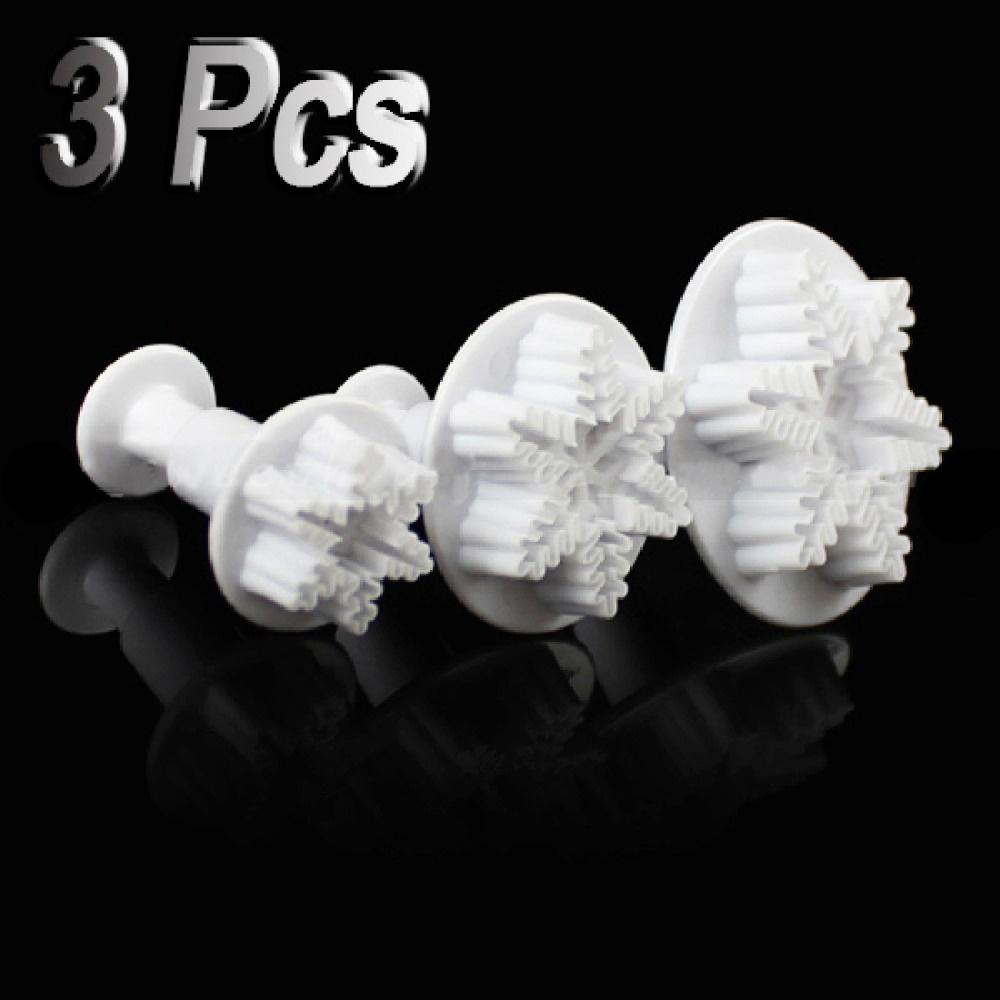 Инструменты для резки сахарной помадки для украшения торта в виде снежинки, 3 шт./комплект