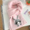 Sweet Cashmere Knitted Scarf Korean Style Winter Neck Warmer Cartoon Embroidery Scarf  Student