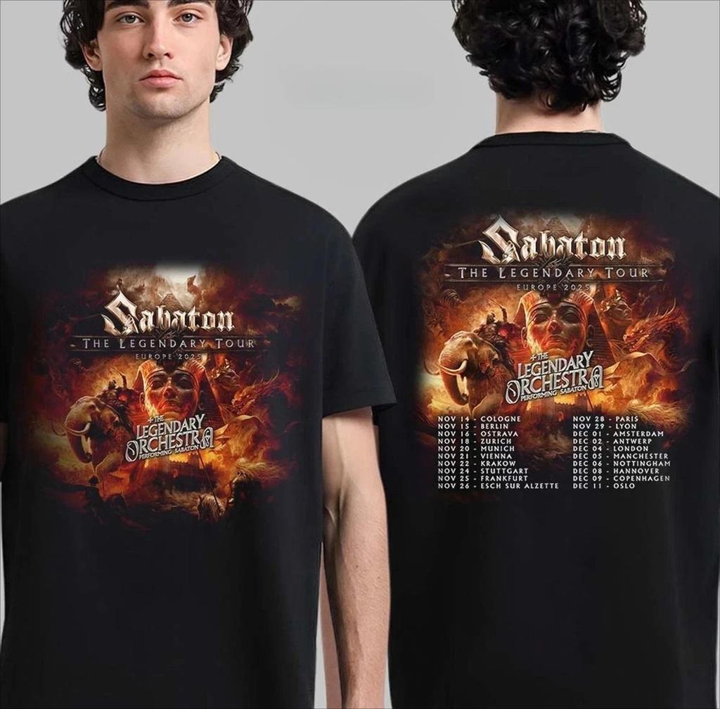 Rock Heavy Metal Tops The Sabaton Legend Tour Europe 2025 Tshirt Is A Genderfriendly Print Cotton Shortsleeved Tshirt Unisex