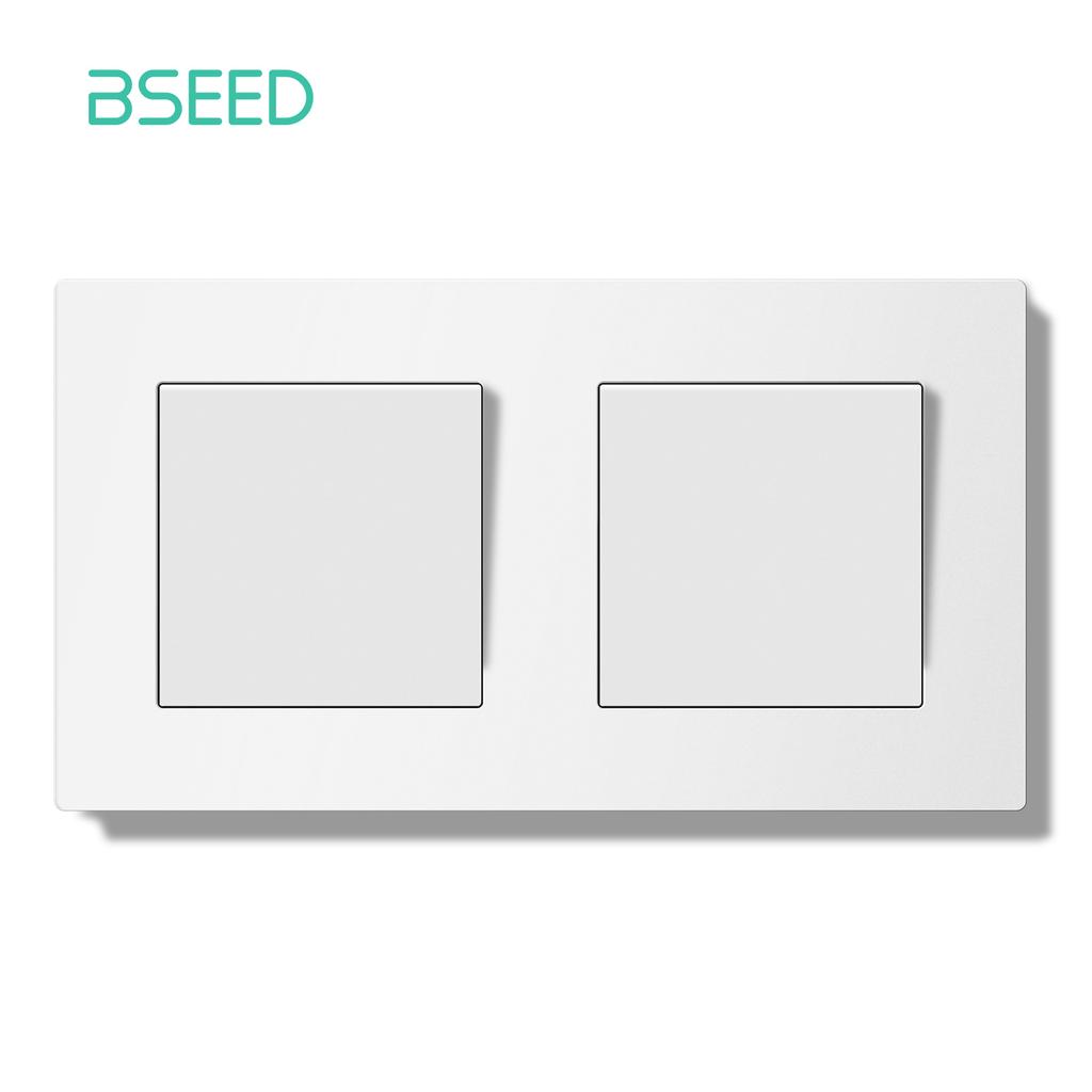 BSEED Выключатель света с LED Белая пластиковая рамка Настенный переключатель с индикаторной лампой Серия E Стандарт ЕС 1/2-полюсный/Сброс