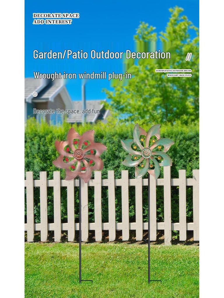 Outdoor Metal Windmill Ornament for Garden and Courtyard Decor