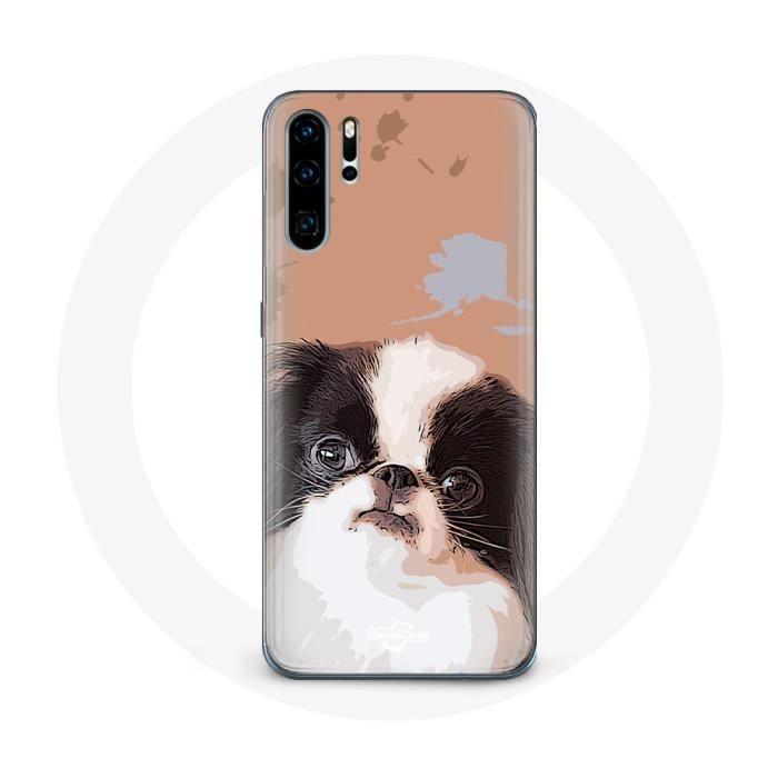 Coque pour Huawei P30 Épagneul japonais Noir et Blanc Race de chiens