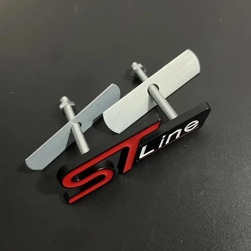 3D Metal ST Line Front Grille Emblem Car Rear Trunk Badge For Ford Edge Puma Kuga Mondeo Fiesta Ecosport Focus STLINE Sticker