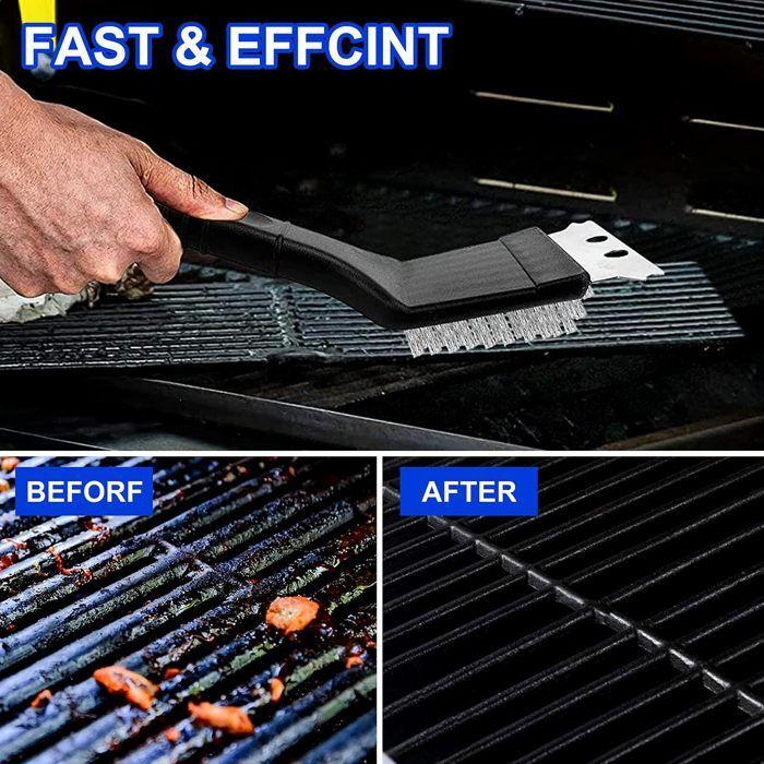 Brosse de barbecue - Inox - 3 pièces - Grattoir dur - Antirouille - Ergonomique