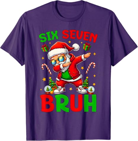 Funny 67 Meme Santa Hand Christmas Pajamas Men Women Boy Tshirt Y2k Brainrot Santa Bruh Xmas Tee Dear Santa My Brother Did It