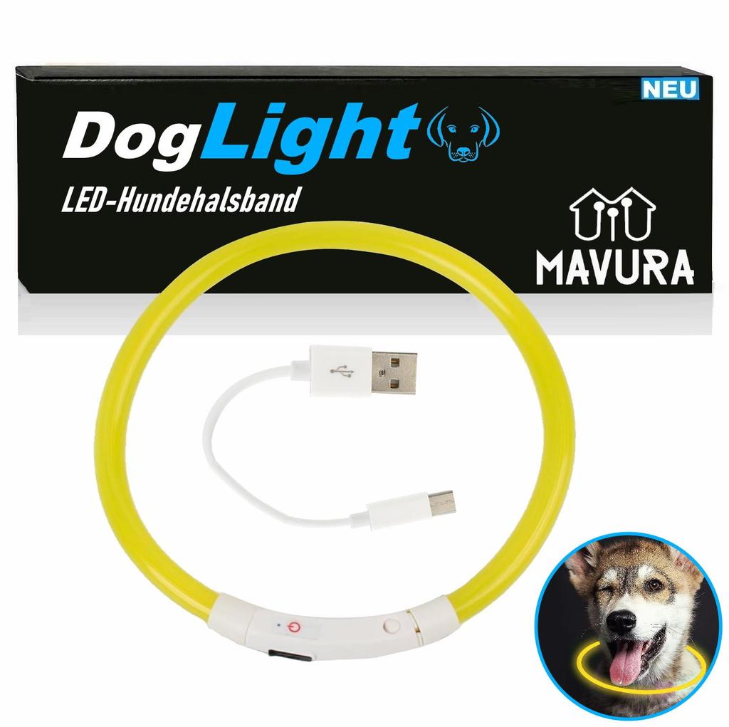 DogLight LED Dog Collar USB Light Collar Universal Size Cuttable Yellow