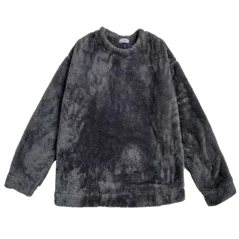 Мужской осенне-зимний плюшевый свитер с круглым вырезом, длинный рукав, теплый повседневный свитер, свободная рубашка-пуловер