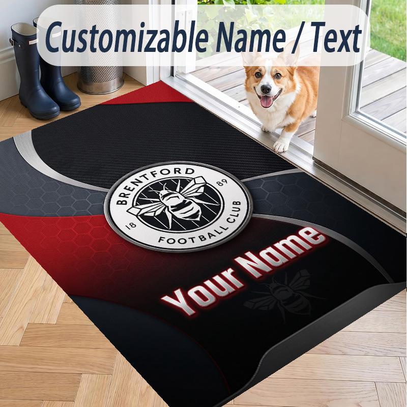 Custom Text Printed Rug Brentford Football Non Slip Floor Carpet For Home Room Decor