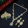 Elegent Bride Jewelry Sets Women Drop Earring Brooch Pins Choker Necklace Set Wedding Bijoux