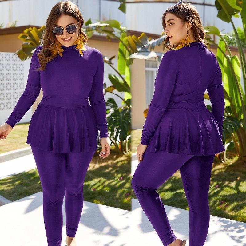 Купальники больших размеров 2XL-5XL, купальный костюм мусульманки, женские купальники с высоким воротом, очень эластичные женские цельные купальники