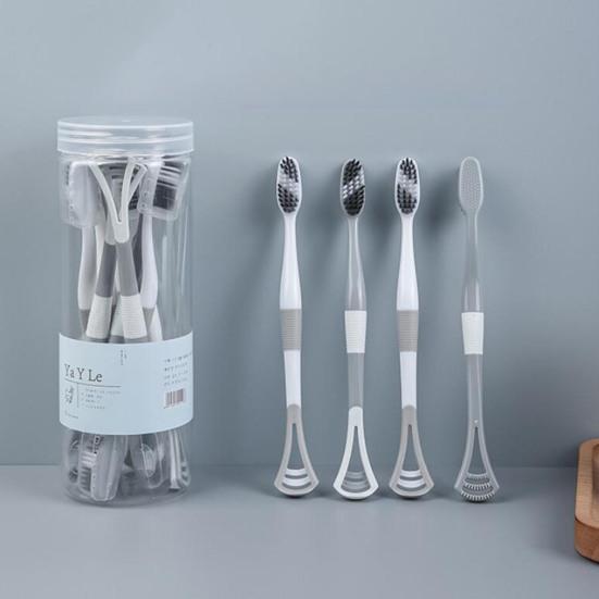 Скребки для языка Прочный портативный компактный набор зубных щеток двойного назначения с аксессуарами для дома