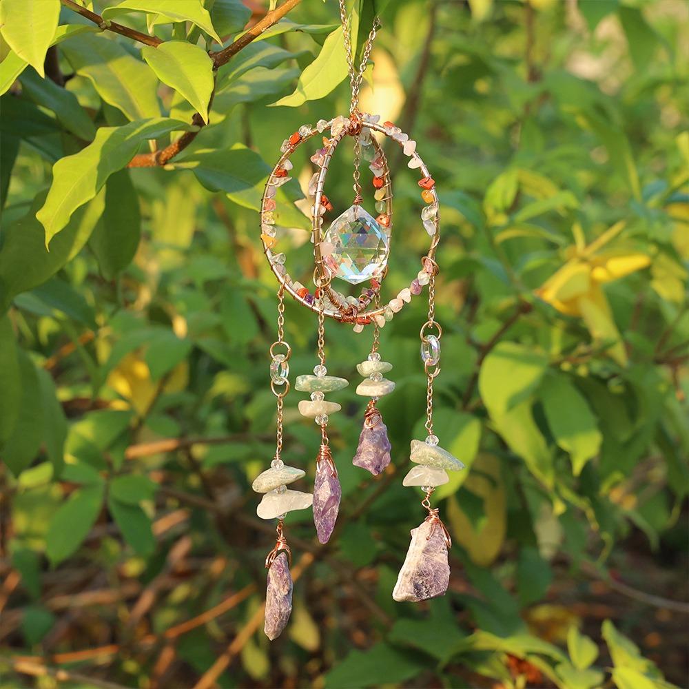 Factory Price Charm Natural Crystal Wind Chime Healing Wind Chime Hanging Ornament Car Decoration Easter Day Gift Sun Catchers