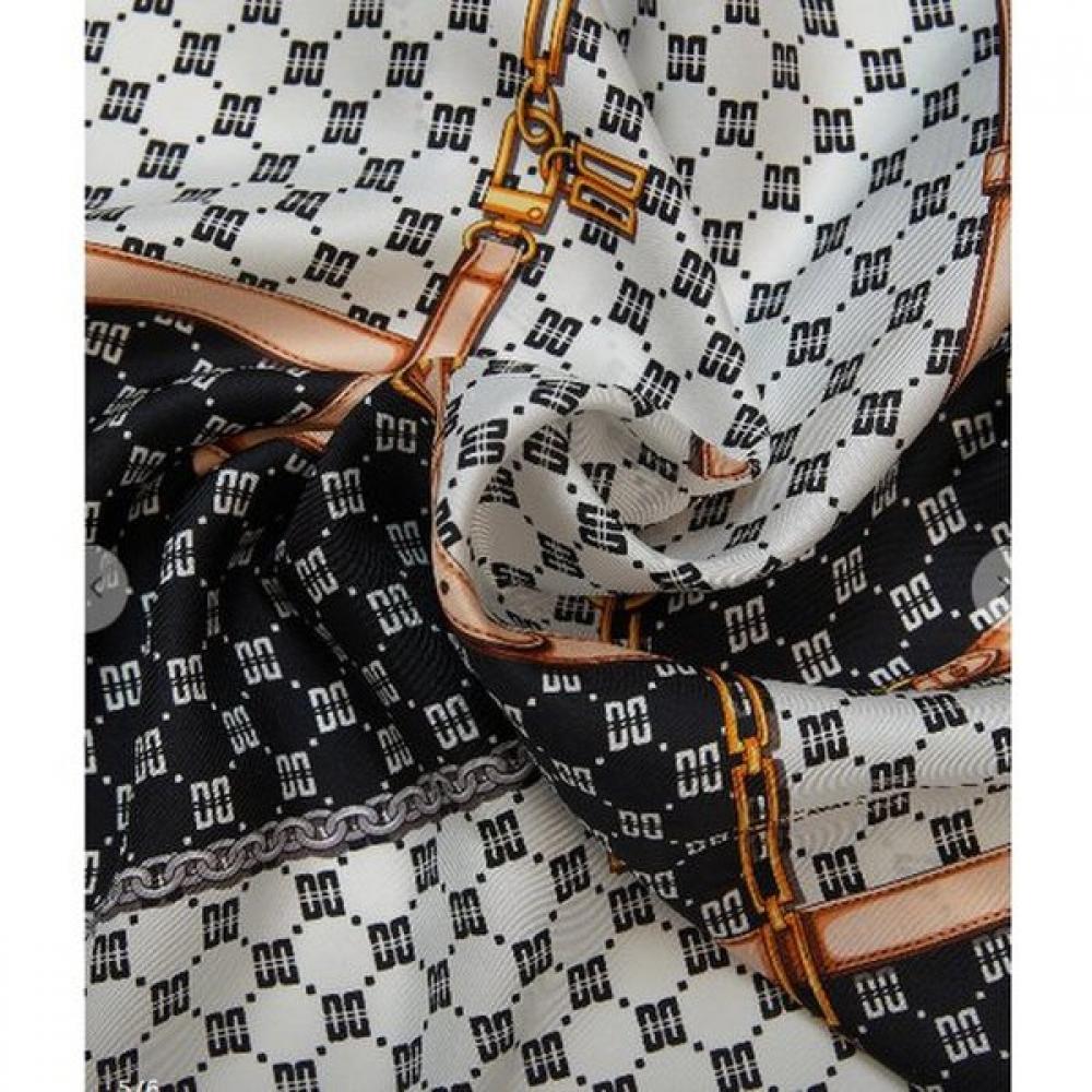 Daks Black Dd Chain Pattern Silk Square Scarf Dcsc1f021bk