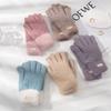 Full Finger Mittens Five Finger Cycling Driving Gloves Plush Knitting Gloves  Outdooor