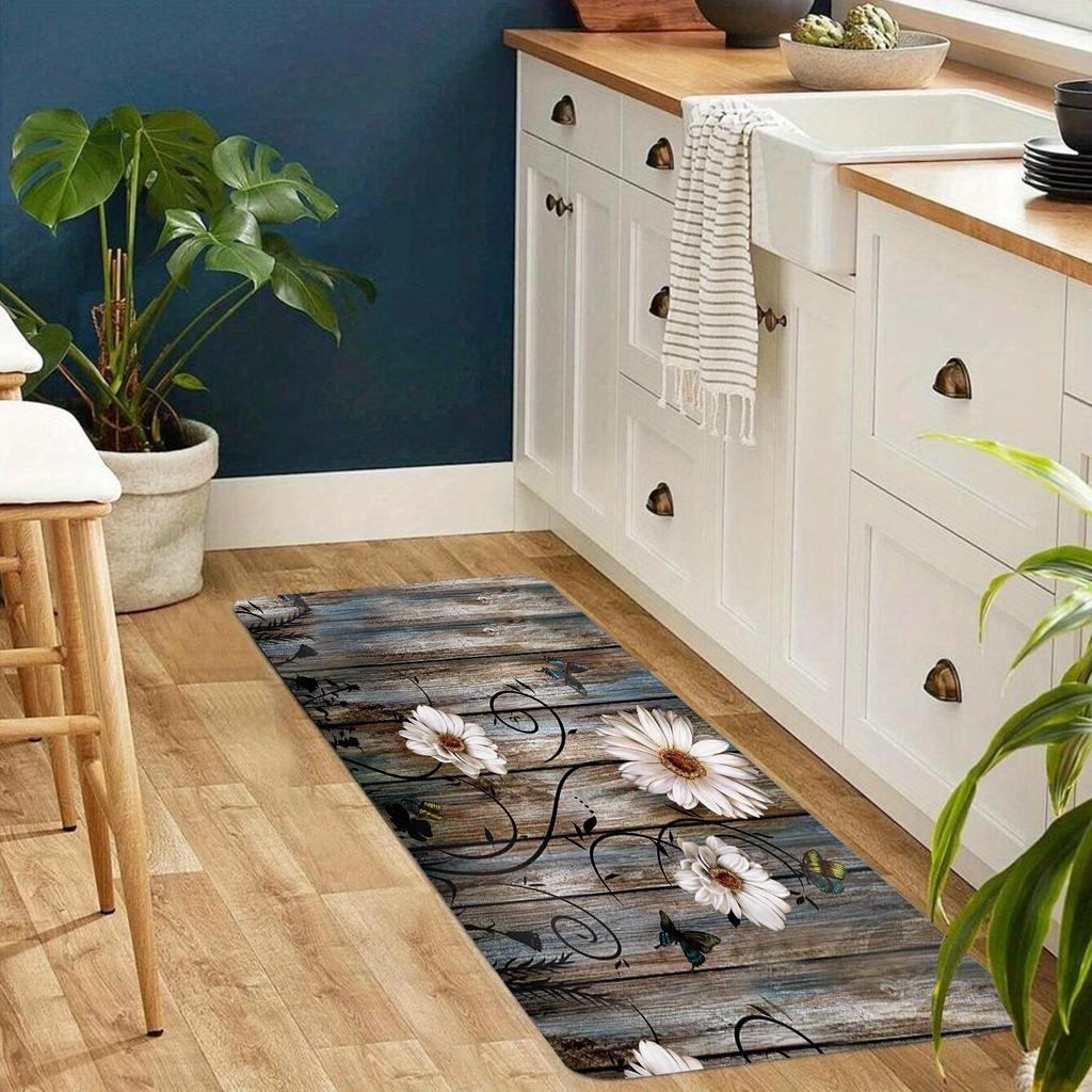 1 шт. винтажные кухонные коврики с геометрическим принтом ромашки, абсорбент, кухонный коврик против усталости для кухни, пола, офиса, раковины