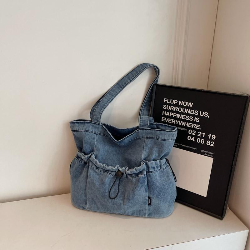 Большая вместительная джинсовая сумка-тоут женская сумка через плечо студенческая сумка для занятий