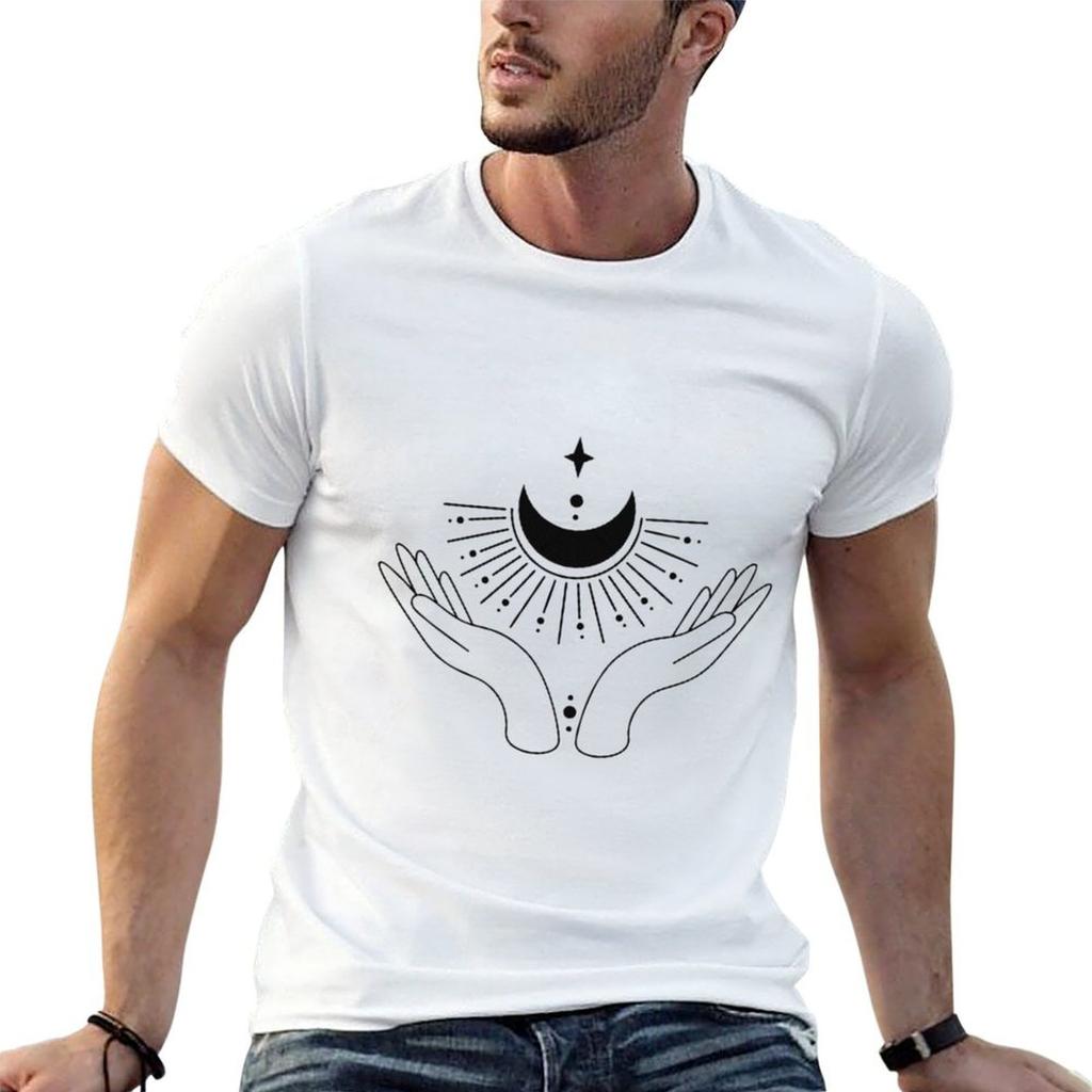 Celestial Hand Line Art Tshirt Fashion Simple Casual Tee Shirt