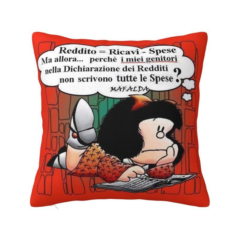Vintage Quino Comic Mafalda Throw Pillow Case Decoration D Printed Cartoon Mang Sofa Cushion Cover Polyester Soft Pillowslip