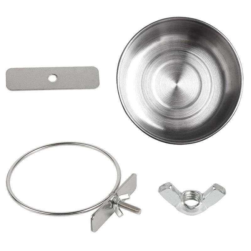 Stainless Steel Bird Water Cup Hanging Cage Feeder Small Parrot Budgie Finch Bowl 6.5cm