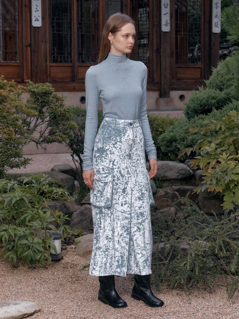 MUSEE Sienna Wool-Blend Turtleneck Top-Blue