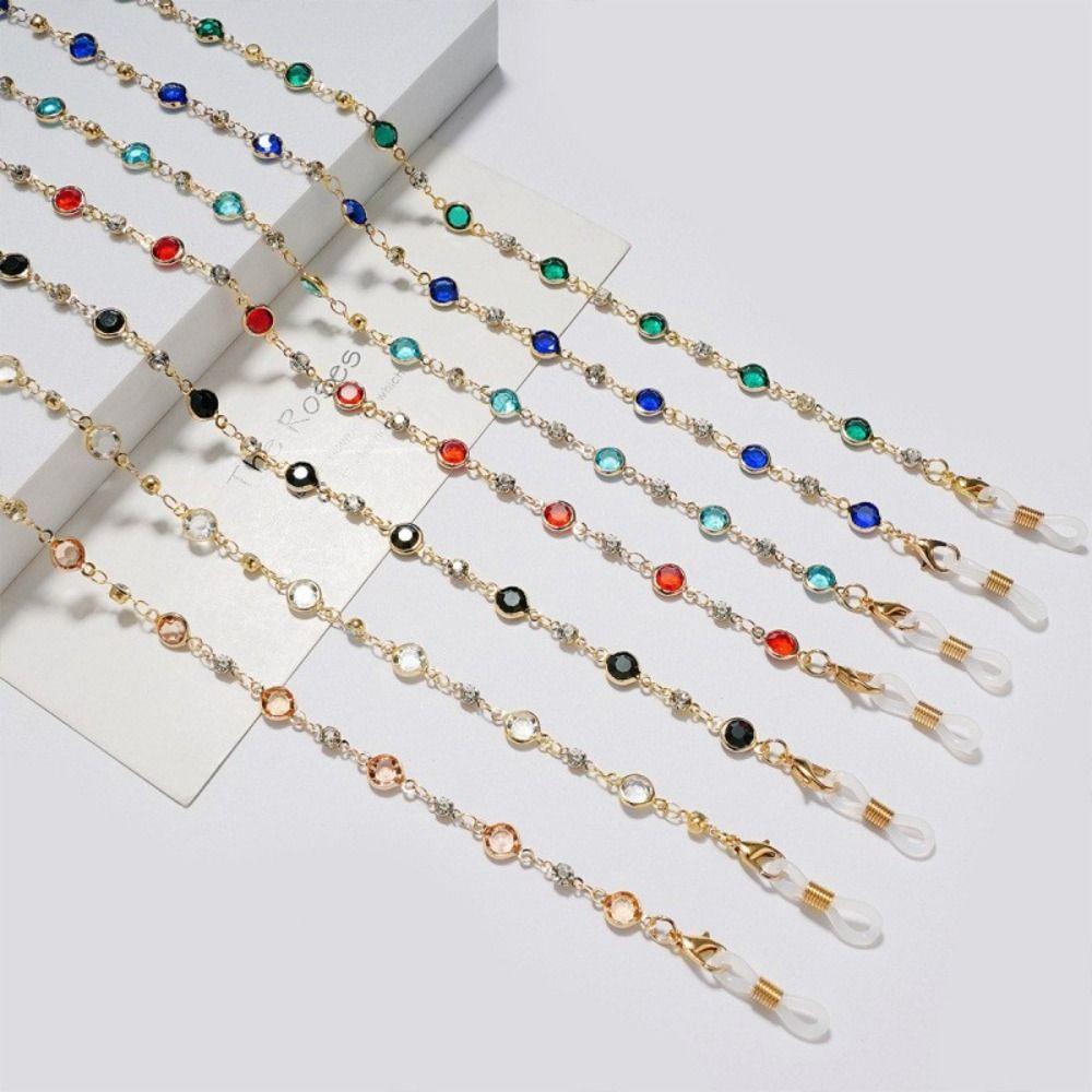 Zircon Colorful Crystal Glasses Chain Rhinestone Beads Sunglasses Chains Neck Strap Hanging Neck Glasses Holder Strap Chain
